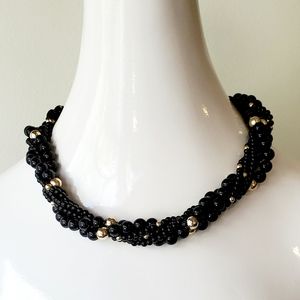 Black and Gold Beaded Necklace